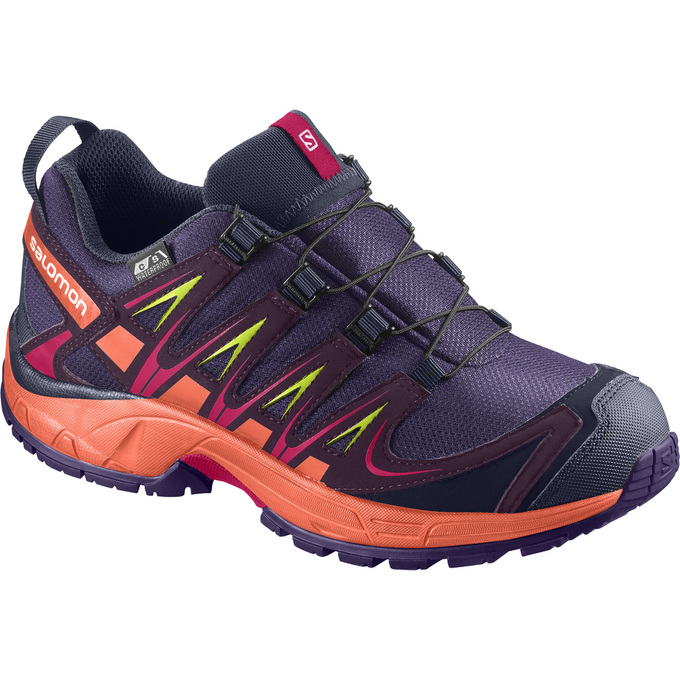 Chaussures De Trail Running Salomon Enfant Violette / Orange - Salomon XA PRO 3D CSWP J - France (56